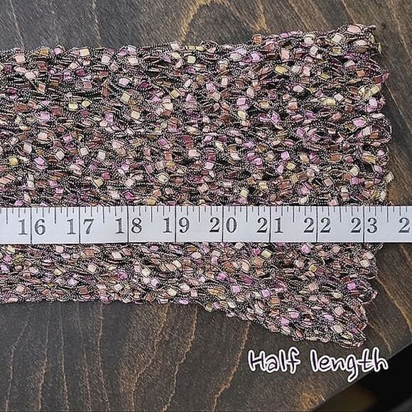Vtg lilac ribbon lattice net scarf - Picture 3 of 5
